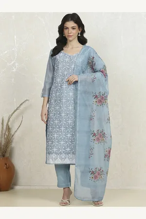 Biba Floral Embroidered Thread Work Unstitched Dress Material