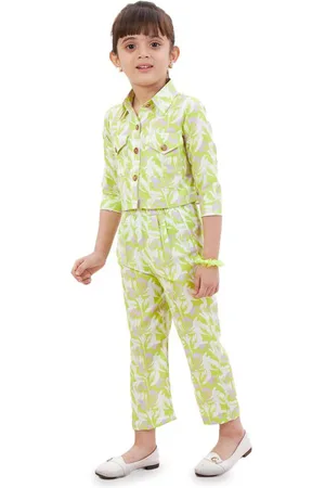 BAESD Girls Printed Shirt Collar Shirt With Capris