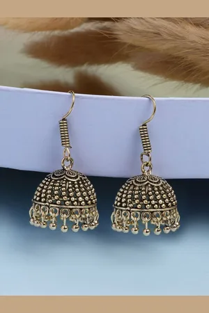 NVR Women Gold Plated German Silver Jhumka Earrings