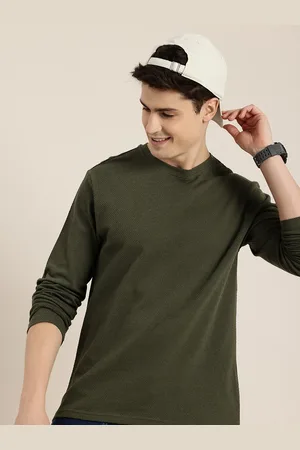 HERE&NOW Long Sleeves Round Neck Self Design T-shirt