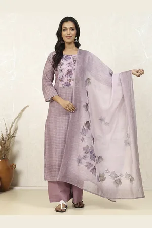 Biba Geometric Printed Thread Embroidered Unstitched Dress Material
