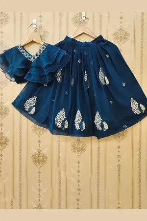 BAESD Girls Embellished Thread Work Ready to Wear Lehenga &