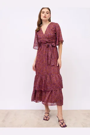 Styli Women V-Neck Flutter Wrap Maxi Dress