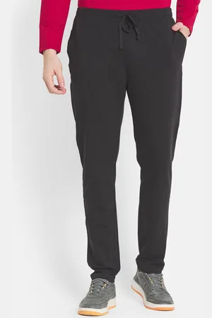 OCTAVE Men Black Solid Cotton Drawstring Track Pants