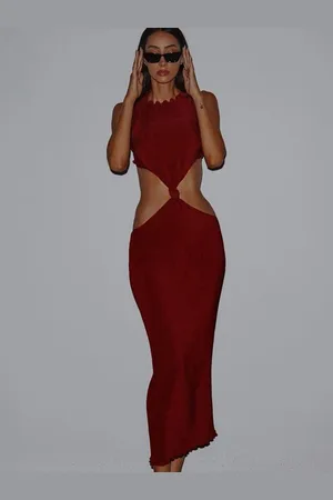 LULU & SKY Women Round Neck Bodycon Maxi Dress