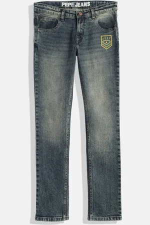 Pepe Jeans Boys Grant Cashed Slim Fit Mid-Rise Heavy Fade Stretchable Jeans With Print