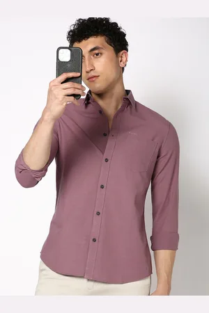 Blue Buddha Men Sport Fit Spread Collar Solid Cotton Casual Shirt