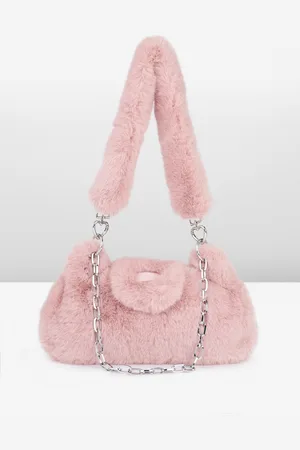 DressBerry Structured Shoulder Bag With Fur