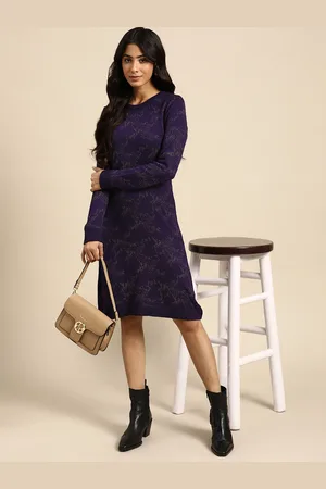 all about you Purple Printed Jumper Dress
