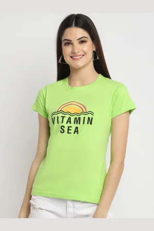 Corsica Women Regular Fit Graphic Printed Round Neck Cotton T-shirt