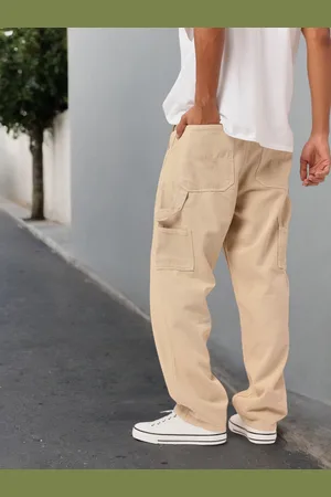 Kook N Keech Men Soft Neutral Relaxed Fit Cargo Jeans