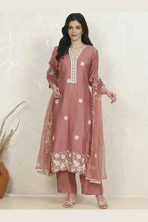 Biba Floral Embroidered Thread Work Unstitched Dress Material