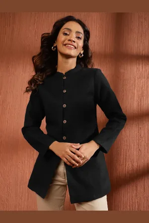 Fabindia Mandarin Collar Woollen Tailored Jacket
