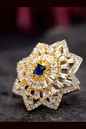 Anouk Gold Plated American Diamond Stone Studded Star Shape Finger Ring