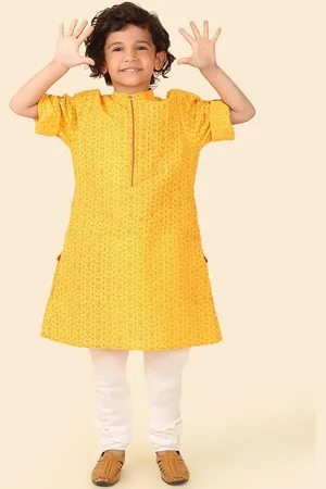 Fabindia Boys Ethnic Motifs Printed Regular Cotton Straight Kurta