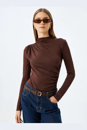 Koton Women Extended Sleeves Cut Outs Slim Fit T-shirt