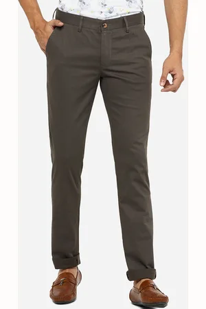 Greenfibre Men Olive Green Slim Fit Cotton Chinos