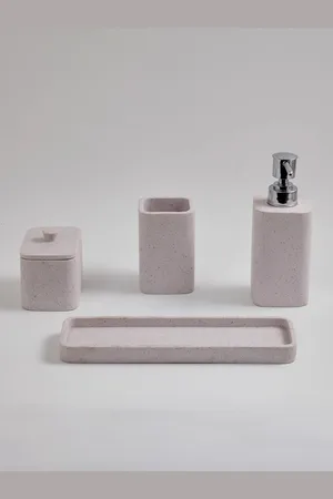 Home Centre Derbys 4 Pieces White Polyresin Bathroom Set