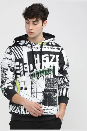 Highlander Men White Printed Hooded Sweatshirt