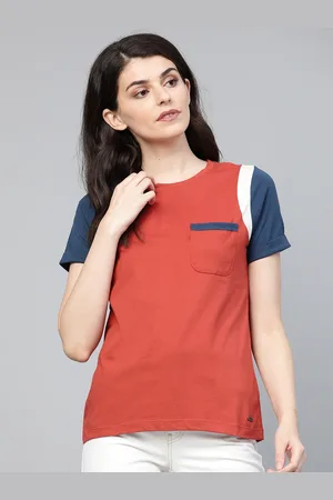Roadster Women Rust Red Solid Round Neck T-shirt