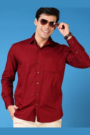 V-Mart Men Spread Collar Solid Cotton Casual Shirt