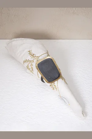 ellementry Grey & Gold-Toned Rectangle Metal Napkin Ring