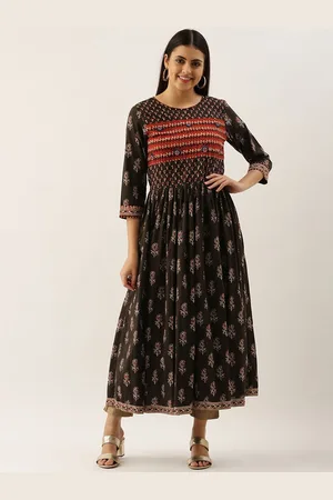 HRITIKA Floral Printed Pure Cotton Anarkali Kurta