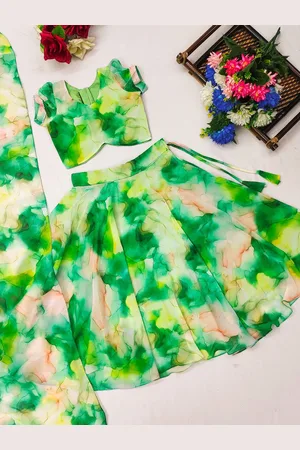 BAESD Girls Printed Tie and Dye Ready to Wear Lehenga & Blouse With Dupatta