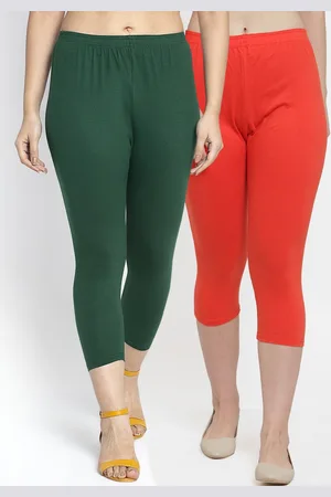 GRACIT Women Set Of 2 Orange & Green Capris