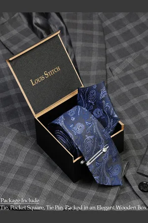 LOUIS STITCH Men Italian Silk Necktie Accessory Gift Set