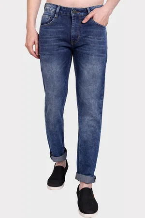 Mast & Harbour Men Navy Blue Clean Look Micheal Slim Fit Heavy Fade Stretchable Jeans