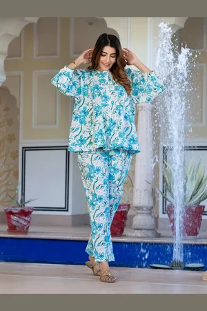 Kalini Floral Printed Pure Cotton Top With Trouser