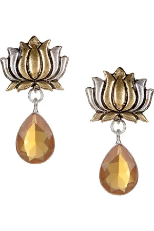 Bamboo Tree Jewels Yellow Floral Handcrafted Drop Earrings
