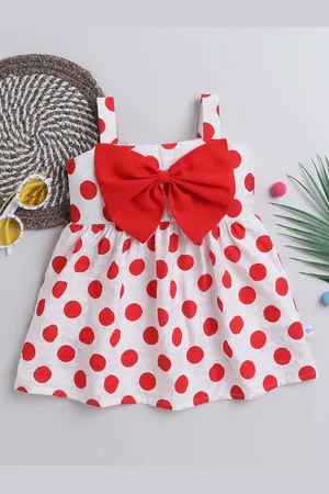 MANY FROCKS & Girls Cotton Polka Dot Printed Fit & Flare Dress