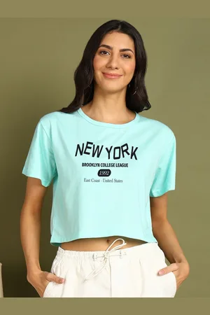 Chozi Women Printed Drop-Shoulder Sleeves Bio Finish Applique T-shirt