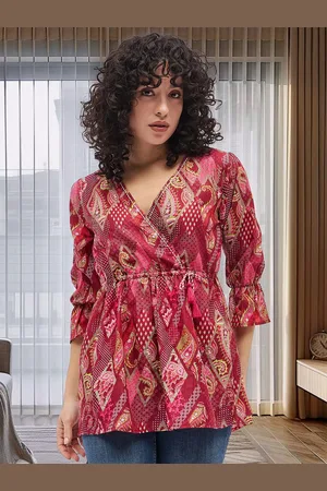 Deewa Women Floral Printed Bell Sleeves Peplum Top