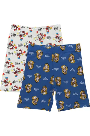 BodyCare Girls Pack Of 2 White & Blue Conversational Printed Shorts