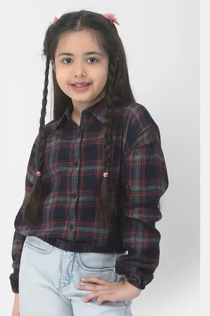 Crimsoune Club Girls Cotton Checked Shirt Style Top