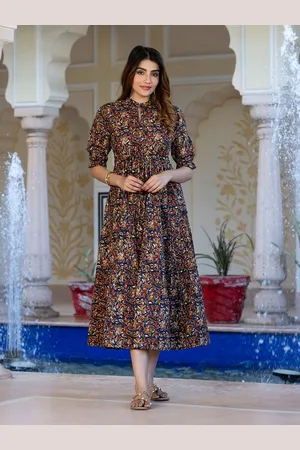 Kalini Floral Print Puff Sleeve Maxi Dress