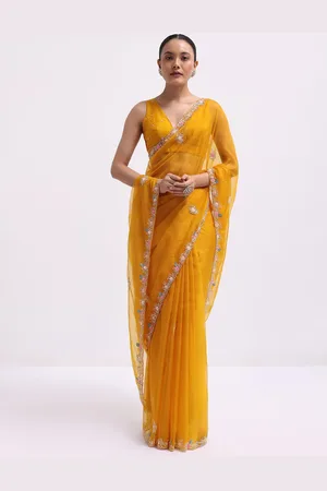 KALKI Fashion Embellished Embroidered Organza Saree