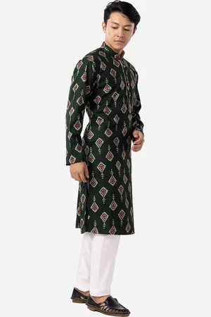 THE KURTA COMPANY Ethnic Motifs Printed Mandarin Collar Cotton Kurta