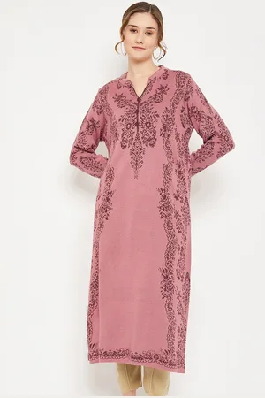 CANTABIL Printed Acrylic Band Collar Straight Kurta