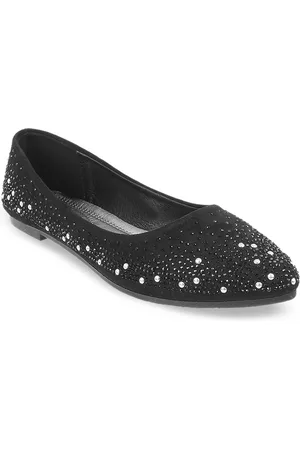 All Things Mochi Women Black Embellished Ballerinas