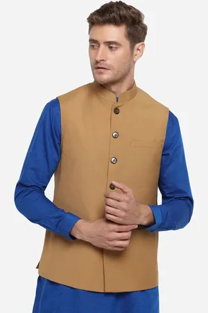 JADE BLUE Men Brown Solid Corduroy Modi Jacket