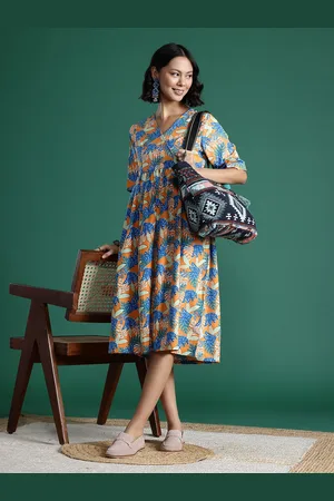 Sangria Floral Print Wrap Midi Ethnic Dress