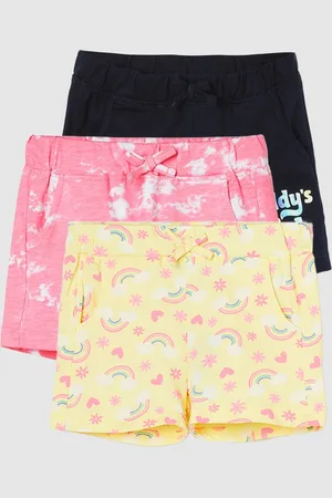 Lifestyle Girls Pack Of 3 Printed Mid Rise Pure Cotton Shorts