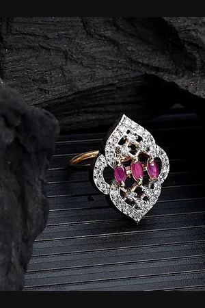 Anouk Gold Plated American Diamond Stone Studded Finger Ring