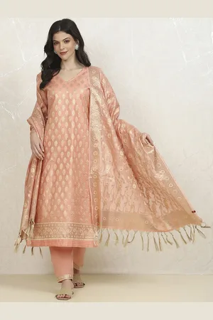 Biba Ethnic Motifs Woven Design Zari Work Unstitched Dress Material