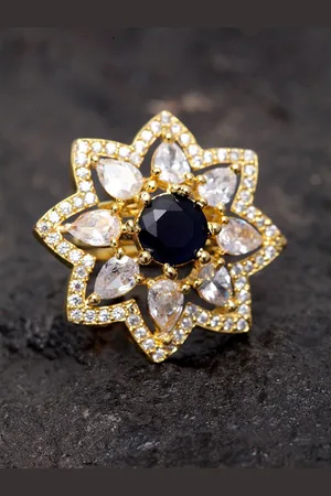 Anouk Gold Plated American Diamond Stone Studded Finger Ring