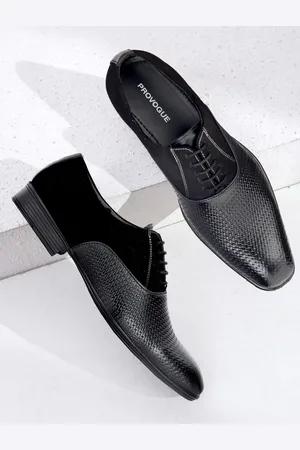 Provogue Men Textured Leather Formal Oxfords